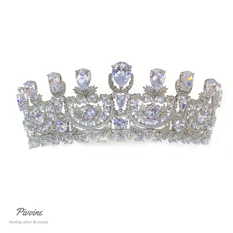 Pivoine Bridal Tiara Milano Sterling Silver and Crystal Princess Crown ｜新娘髮飾 ｜結婚頭飾 | 結婚皇冠 | wedding crown | bridal hair accessories |   swarovski headband | 結婚禮物 |  婚紗頭飾 | 皇冠頭飾香港 |  裙褂頭飾 | wedding accessories｜Bridal Tiara