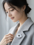 Lunachat Sterling Silver and Crystal Pearl Brooch Milano 18