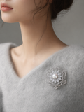 Lunachat Sterling Silver and Crystal Pearl Brooch Milano 30