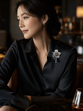 Lunachat Sterling Silver and Crystal Pearl Brooch Milano 5