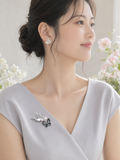 Lunachat Sterling Silver and Crystal Pearl Brooch Milano 48