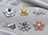Lunachat Sterling Silver and Crystal Pearl Brooch Milano 48