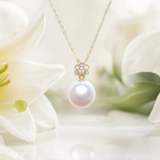 Lunachat 18K GOLD 9-10mm 淡水珍珠花頸鍊