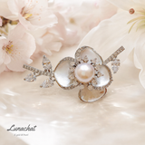 Lunachat Sterling Silver and Crystal Pearl Brooch Milano 42