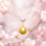 Lunachat 18K GOLD 強光 7mm 日本 Akoya 珍珠 11-12mm 南洋金珍珠頸鍊