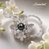 Lunachat Sterling Silver and Crystal Pearl Brooch Milano 43