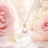 Lunachat 日本18K金7-8mm 櫻花粉Akoya 海水珍珠星星頸鍊*