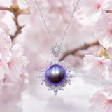 Lunachat 意大利精品925純銀水晶11 mm 帝王紫海水珍珠頸鍊