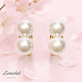 Lunachat 日本925純銀白色雙珍珠貝夾耳環Earclips