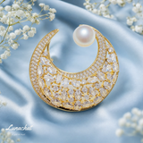 Lunachat Sterling Silver and Crystal Pearl Brooch Milano 38