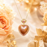 Lunachat 日本18K金精品15mm心形南洋金海水mabe珍珠頸鍊*