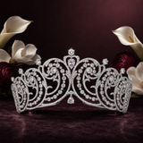 Pivoine Bridal Tiara Milano Sterling Silver and Crystal Handmade Crown 14*