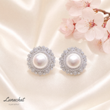Lunachat 意大利精品925純銀12-13mm南洋白海水珍珠lace design耳環