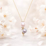 Lunachat 18K金8-10mm 白透粉Akoya 真多麻海水珍珠頸鍊*