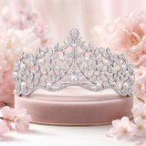 Pivoine Bridal Tiara Milano Sterling Silver and Crystal Handmade Crown 17*
