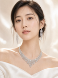 Pivoine Milano Sterling Silver and Crystal Bridal Necklace 25*