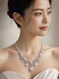 Pivoine Milano Sterling Silver and Crystal Bridal Necklace 42