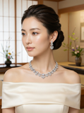 Pivoine Milano Sterling Silver and Crystal Bridal Necklace 7