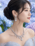 Pivoine Milano Sterling Silver and Crystal Bridal Necklace 42