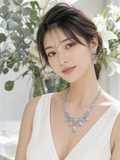 Pivoine Milano Sterling Silver and Crystal Bridal Necklace 42