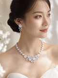 Pivoine Milano Sterling Silver and Crystal Bridal Necklace 58