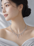 Pivoine Milano Sterling Silver and Crystal Bridal Necklace 2