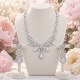 Pivoine Milano Sterling Silver and Crystal Bridal Necklace 42