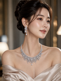 Pivoine Milano Sterling Silver and Crystal Bridal Necklace 17