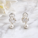 Pivoine Milano Sterling Silver and Crystal Bridal Earclips 162