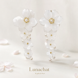 Lunachat 白色重瓣櫻花夾耳環2 Earclips