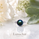 Lunachat 18K Gold 10-11mm 大溪地孔雀綠珍珠戒指*