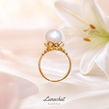 Lunachat 18K Gold 12mm 南洋白珍珠戒指