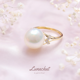 Lunachat 18K Gold 12mm 南洋白珍珠戒指