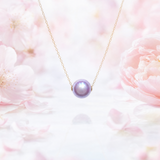 Lunachat 日本18K金精品奢華款大單顆12mm夢幻紫色珍珠頸鍊*