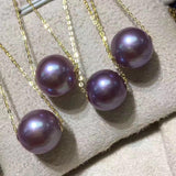 Lunachat 日本18K金精品奢華款大單顆12mm夢幻紫色珍珠頸鍊* - Chatnoiremeow