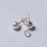 18K金頂級櫻花粉日本Akoya7-8mm珍珠耳環 Akoya Pearl Earrings - Chatnoiremeow