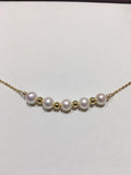 K金小金球五顆白透粉8mm淡水珍珠手鍊 Pearl Bracelet - Chatnoiremeow