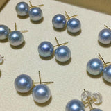 18K GOLD 7-9mm 真多麻海水珍珠耳環 Akoya Pearl Earrings- Chatnoiremeow