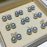 18K GOLD 7-9mm 真多麻海水珍珠耳環 Akoya Pearl Earrings- Chatnoiremeow