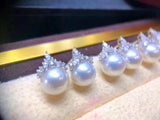 Lunachat 日本925純銀水晶10-11mm南洋白海水珍珠耳環*