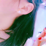 Lunachat 日本925 純銀8mm日本花珠級白透粉AKOYA海水珍珠耳環