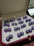 Lunachat 18K GOLD 8mm 夢幻紫海水珍珠耳環