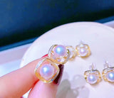 Lunachat 日本925 純銀8mm日本花珠級白透粉AKOYA海水珍珠耳環