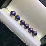 Lunachat 18K GOLD 8mm 夢幻紫海水珍珠耳環
