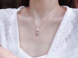 Lunachat 日本18K金8-10mm 白透粉Akoya 真多麻海水珍珠頸鍊｜AKOYA 珍珠頸鏈｜結婚禮物首飾