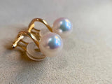 Lunachat 18K GOLD 8-8.5mm 最高級天女級日本Akoya珍珠夾耳環Earclips
