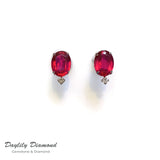 Daylily 日本18K金4卡紅寶石伴鑽石耳環