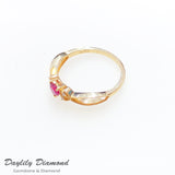 Daylily Diamond 18K Gold 32份心形紅寶石伴10份鑽石戒指*