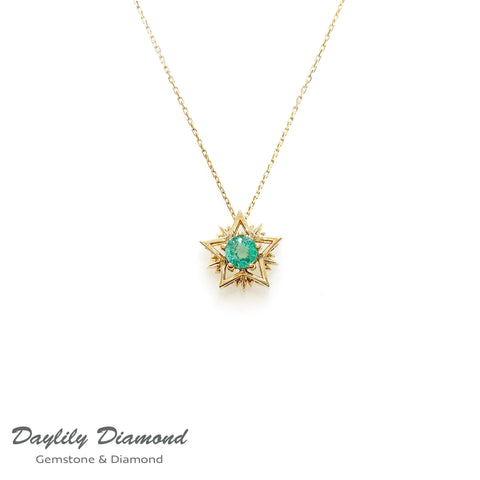 Daylily Diamond 18K GOLD 45 份祖母綠寶石星星頸鍊*