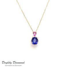 Daylily Diamond 18K GOLD 70 份藍寶石10份粉藍寶石頸鍊*